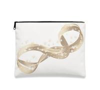 Elegante borsa per il trucco, borsa da viaggio per cosmetici con design a nastro infinito per donne, piccola borsa portatile in tela con cerniera, borsa da toilette per la cura della pelle delle