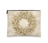 Elegante borsa per il trucco, borsa da viaggio per cosmetici vintage con corona dorata per donne, piccola borsa portatile in tela con cerniera, organizer per articoli da toeletta per la cura della