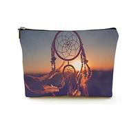 Elegante borsa per il trucco Borsa per cosmetici da viaggio in lino da donna Borsa per organizer per trucco durevole, acchiappasogni al tramonto sulle montagne, per donne/uomini