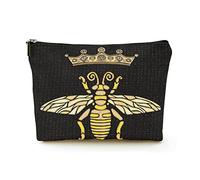 Elegante borsa per il trucco Borsa per cosmetici da viaggio in lino da donna Borsa per organizer per trucco durevole, vespa corona d'oro, per donna/uomo