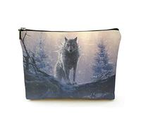 Elegante borsa per il trucco Borsa per cosmetici da viaggio in lino da donna Borsa per organizer per trucco durevole, Fenrir the Giant Ice Wolf, per donna/uomo