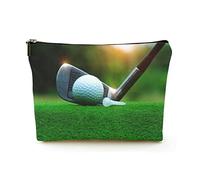 Elegante borsa per il trucco Borsa per cosmetici da viaggio in lino da donna Borsa per organizer per trucco durevole, attrezzatura da golf su prato verde, per donna/uomo