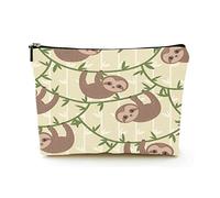 Elegante borsa per il trucco Borsa per cosmetici da viaggio in lino da donna Borsa per organizer per trucco durevole, bradipo che oscilla sulle viti, per donne/uomini