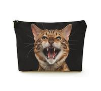 Elegante borsa per il trucco Borsa per cosmetici da viaggio in lino da donna Borsa per organizer per trucco durevole, gatto che ride, per donne/uomini