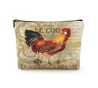 Elegante borsa per il trucco Borsa per cosmetici da viaggio in lino da donna Borsa per organizer per trucco durevole, poster retrò Gallo, per donna/uomo