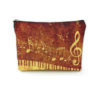 Elegante borsa per il trucco Borsa per cosmetici da viaggio in lino da donna Borsa per organizer per trucchi durevole, vecchia notazione musicale retrò, per donne/uomini