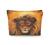 Elegante borsa per il trucco Borsa per cosmetici da viaggio in lino da donna Borsa per organizer per trucco durevole, leone con criniera d'oro, per donne/uomini