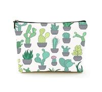 Elegante borsa per il trucco Borse per cosmetici da viaggio in lino da donna Borsa per organizer per trucco durevole, specie di fiori succulenti di cactus esotici, per donne/uomini
