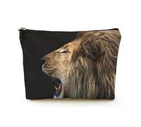 Elegante borsa per il trucco Borse per cosmetici da viaggio in lino da donna Borsa per organizer per trucchi durevole, profilo ruggente del leone, per donne/uomini