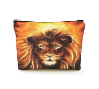 Elegante borsa per il trucco Borse per cosmetici da viaggio in lino da donna Borsa per organizer per trucchi durevole, bel leone dalla criniera dorata, per donne/uomini