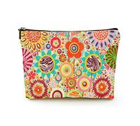 Elegante borsa per il trucco Borse per cosmetici da viaggio in lino da donna Borsa per organizer per trucco durevole, fiori d'arte colorati astratti, per donne/uomini