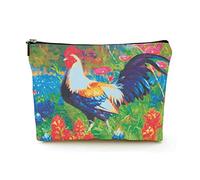 Elegante borsa per il trucco Borse per cosmetici da viaggio in lino da donna Borsa per organizer per trucco durevole, schizzo di cartoni animati a forma di gallo, per donne/uomini