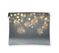 Elegante borsa per il trucco, con fiocchi di neve argentati, astuccio da viaggio per cosmetici, da donna, piccola borsa portatile in tela con cerniera, borsa da toeletta per la cura della pelle delle