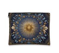 Elegante borsa per il trucco con pietre preziose, borsa da viaggio per cosmetici vintage bohémien, organizer portatile in tela con cerniera, ideale per la cura della pelle invernale e regali per le