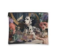 Elegante borsa per il trucco con stampa di cane, borsa da viaggio vintage con dalmata per donne, organizer portatile in tela con cerniera, scelta perfetta per gli amanti degli animali, festival