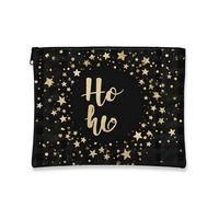 Elegante borsa per il trucco, con stelle nere, da viaggio, per donne, piccola borsa portatile in tela con cerniera, borsa da toilette natalizia per la cura della pelle, nero, 7x9 Inch, Stelle