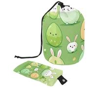 Elegante borsa per il trucco da donna, impermeabile, con coulisse, ideale per riporre e proteggere la tua collezione di trucchi, uovo di Pasqua verde, Multicolore,