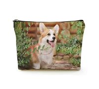 Elegante borsa per il trucco da donna, in lino, per cosmetici, da viaggio, durevole, borsa per organizer per trucco, cane Welsh Corgi, per donne/uomini