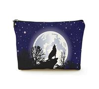 Elegante borsa per il trucco da donna, in lino, per cosmetici, da viaggio, durevole, per organizer per trucchi, Howling Lone Wolf Lone Walker, per donne/uomini