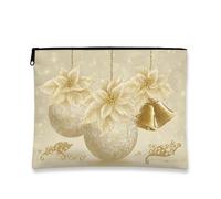 Elegante borsa per il trucco dorata, borsa da viaggio per cosmetici vintage a forma di stella di Natale, piccola borsa portatile in tela con cerniera, borsa da toilette per la cura della pelle delle