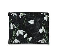 Elegante borsa per il trucco floreale, astuccio per cosmetici vintage a forma di bucaneve da donna, organizer portatile in tela con cerniera, borsa da toilette invernale per la cura della pelle, 17,8