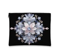 Elegante borsa per il trucco floreale, borsa da viaggio vintage per cosmetici da donna, piccola borsa portatile in tela con cerniera, regalo per festival e articoli da toeletta, nero, 7x9 Inch, Fiore