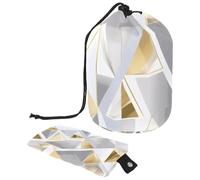 Elegante borsa per il trucco impermeabile con coulisse, da donna, perfetta per i viaggi e la conservazione quotidiana dei trucchi, con triangolo dorato e argento geometrico, Multicolore,