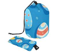 Elegante borsa per il trucco impermeabile con coulisse, da donna, perfetta per organizzare e proteggere gli elementi essenziali di bellezza, uova di Pasqua blu, Multicolore,