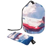 Elegante borsa per il trucco impermeabile con coulisse per donne, perfetta per organizzare e proteggere gli elementi essenziali di bellezza, motivo aereo rosso, Multicolore,