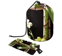 Elegante borsa per il trucco impermeabile con coulisse per donne, perfetta per organizzare il trucco in viaggio, croce verde pasquale, Multicolore, 9.9x6.9in/25.2x17.6cm;6x3.5in/15.2x8.8cm