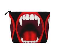 Elegante borsa per il trucco in canapa finta con stampa di pipistrelli vampiri, organizer da viaggio, astuccio cosmetico riutilizzabile con grande capacità, Pipistrello da vampiro, Taglia unica