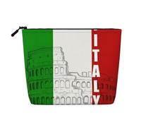 Elegante borsa per il trucco in canapa finta con stampa di pipistrelli vampiri, organizer da viaggio, astuccio cosmetico riutilizzabile con grande capacità, Bandiera italiana del Colosseo Romano