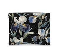 Elegante borsa per il trucco Iris, vintage, floreale, per donne, organizer portatile in tela con cerniera, perfetta per viaggi e uso quotidiano, 17,8 x 22,9 cm