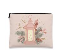 Elegante borsa per il trucco, lanterna color pesca, borsa da viaggio per cosmetici, da donna, piccola borsa portatile in tela con cerniera, borsa da toilette per la cura della pelle delle vacanze