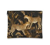 Elegante borsa per il trucco leopardata, borsa da viaggio per cosmetici da donna, organizer portatile in tela con cerniera, perfetta per tutti i giorni e viaggi, nero, 7x9 Inch, Leopardo
