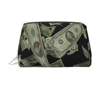 Elegante borsa per il trucco stampata con pavone per le donne borsa per il trucco in pelle portatile borsa da viaggio organizer per cosmetici, cerniera argento, Dollar Sign Money, One Size, Astuccio