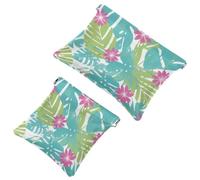 Elegante borsa per trucchi Leaf-601 da 2 pezzi: borsa per il trucco impermeabile per donne in viaggio, Multicolore, A：7.1x5.8in/18x14.8cm，B:4.7x4.5in/12x11.5cm