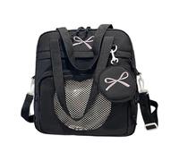 Elegante borsa trasparente oversize alternativa resistente agli strappi borsa a tracolla in nylon borsa a tracolla per e pendolari anime trasparente, Nero , One Size