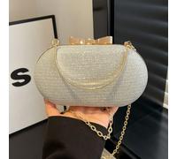 Elegante borsetta da sera mini/borsetta luccicante/borsetta da sera con diamanti, borsetta da festa con finitura lucida e catena in metallo, pochette da matrimonio dorata, a tracolla e a mano, per don