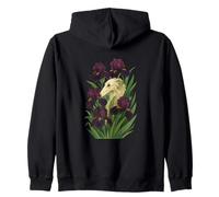Elegante Borzoi con fiori di iris per amanti dei cani arte floreale Felpa con Cappuccio