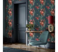 Elegante Botanico Parati Belgravia 765 Thalia Floreale Caratteristica Muro Teal/