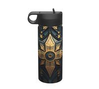 Elegante bottiglia d'acqua isolata da viaggio con ghirlanda in metallo (510 ml), un must per campeggio, fitness ed escursioni