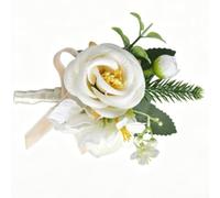 Elegante bouquet da polso e fiore all'occhiello set per matrimoni - accessori floreali artificiali per abiti da ballo (1)