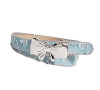 Elegante Bowknot Staccabile Cintura di Tela Per Le Donne Slide Chiusura Vita Cincher Cintura Regolabile In Tessuto Addensato Elastico Cintura, Azzurro, Taglia unica