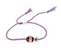 Elegante bracciale intrecciato regolabile con fascino di pesce metallico e finitura a olio liscia per l'uso quotidiano alla moda Fish Fascino regolabile, Taglia unica, come descritto
