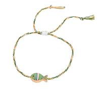 Elegante bracciale intrecciato regolabile con fascino di pesce metallico e finitura a olio liscia per l'uso quotidiano alla moda Fish Fascino regolabile, Taglia unica, come descritto