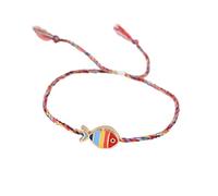 Elegante bracciale intrecciato regolabile con fascino di pesce metallico e finitura a olio liscia per l'uso quotidiano alla moda Fish Fascino regolabile, Taglia unica, come descritto