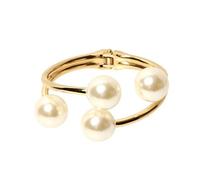 Elegante braccialetto con perle grosse - Bracciale rigido apribile in oro per donne, gioiello minimalista delicato