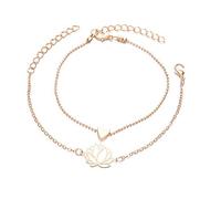 Elegante braccialetto da donna 2 pezzi braccialetto fiore di loto cuore braccialetto in lega set s regali squisita fattura durata e praticità