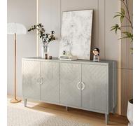 Elegante cabinet funzionale a 4 porte, 152 cm, con inserti in pino e MDF per soggiorno, bedroom, cucine, champagne